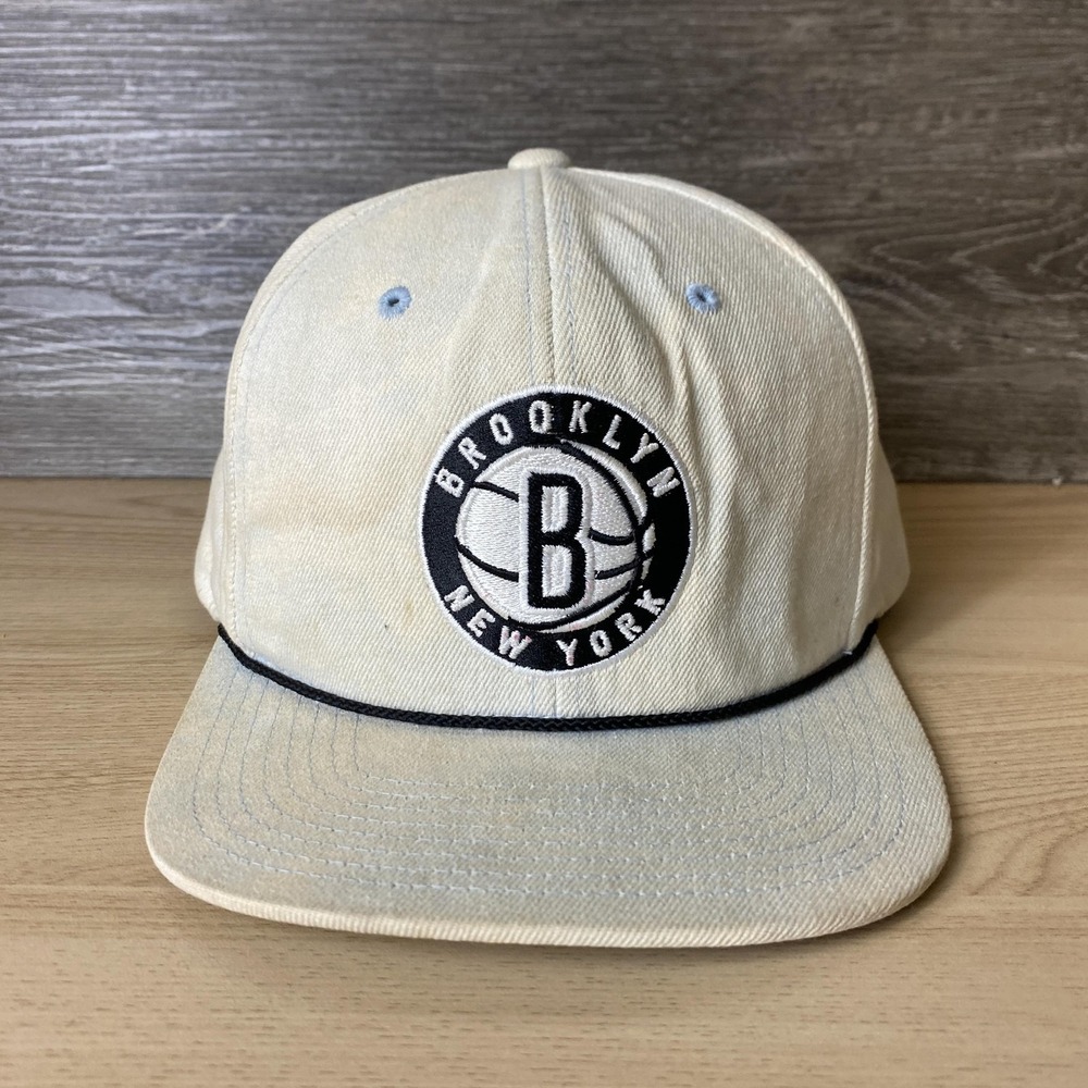 Brooklyn Nets Hat Cap Snap Back Off White Black NBA Basketball Mens